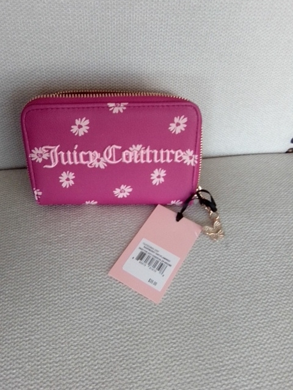 NWT Juicy Couture Hot Pink Daisy Zip Wallet